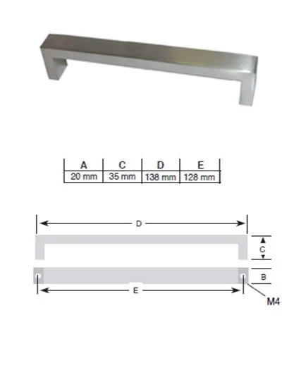 Greep RVS look 128 mm